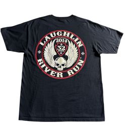 Vintage 2014 Laughlin River Run 32 Years Biker Graphic T-Shirt XL