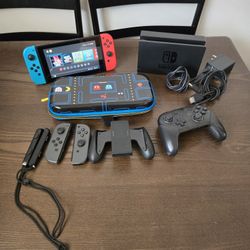 Nintendo Switch Bundle w/ Extra Controllers, Dock & Case