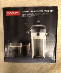 Bodum Caffettiera 8 Cup / 34oz French Press Coffee For Two Set - Black