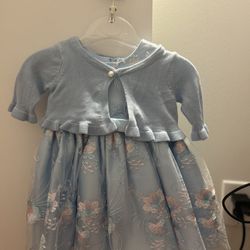 Baby Blue / Light Blue And Pink Infant Dress