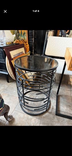 Solid Metal mirror top side table 16 wide 22 tall