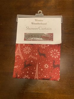 NEW Winter Wonderland shower curtain with 12 metal hooks