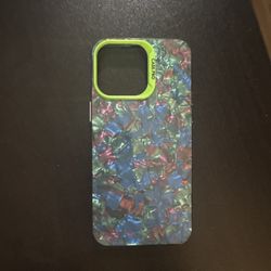 Colorful Mosaic iPhone 15 Pro Max Case – Green Accent