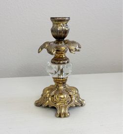 🌿 Vintage Hollywood regency brass candle holder