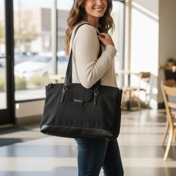 Vera Bradley Commuter Tote Black Laptop Compartment Shoulder Bag 
