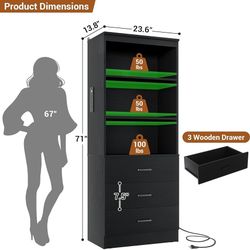 23.6" Closet Drawers System, Wood Closet Organizer System with 3 Drawers, Modular Small Walk-in Closets Storage Unit, Black (23.6"L x 13.8"