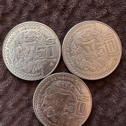 Tres Monedas De 50 Pesos De 1982