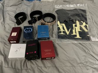 colognes, belt, and shirt