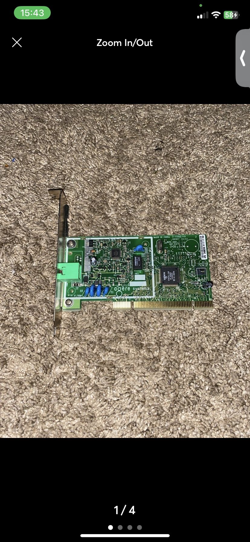 Agere Systems HP P/N:5187-5216 D-11561 # / A1A KB5817 Fax Modem Card 56K