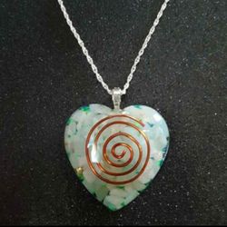 Sterling silver amazonite and copper orgonite orgone necklace