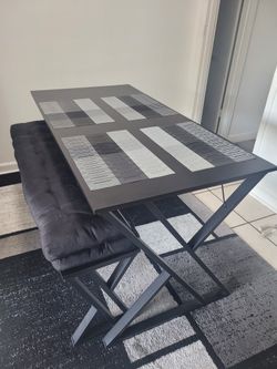 Black Dining Table With 1 Bench