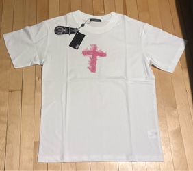 Chrome Hearts White T-Shirt With Pink Cross Sizes Medium, Large