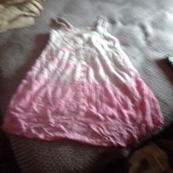 Pink And White Stained Sundress. 