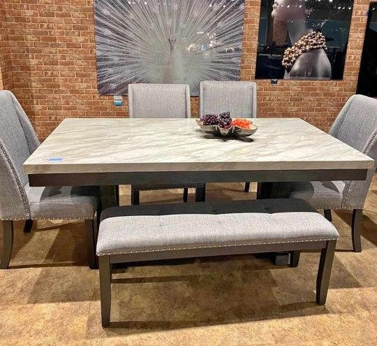 Brand New Real Marble 6pc. Dining Table Set