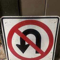 Big Traffic No U-turn Sign 