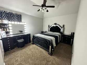 Queen bed frame 2 night stands mattress