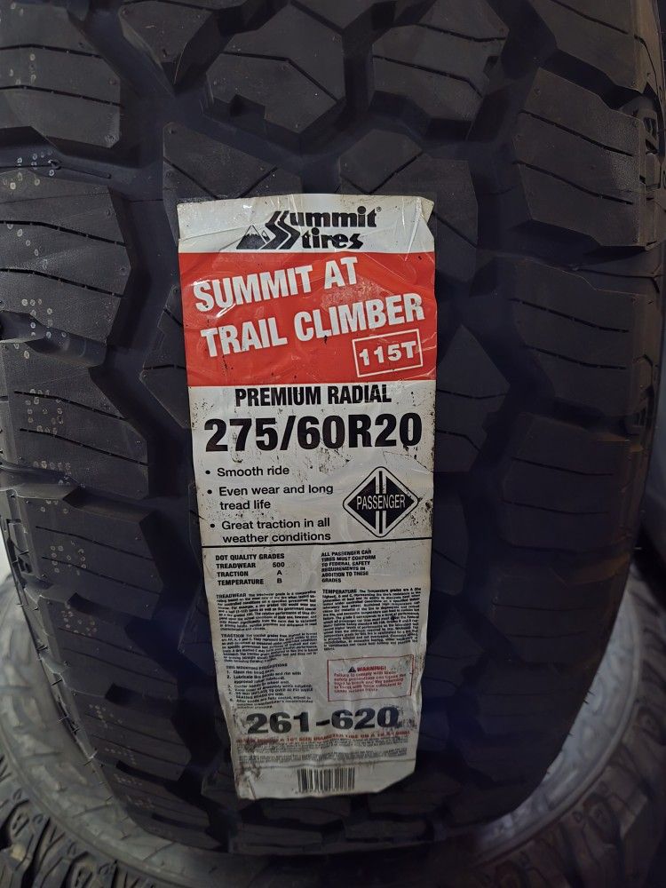 (4) 275/60r20 Summit A/T Tires 275 60 20 Inch AT 33