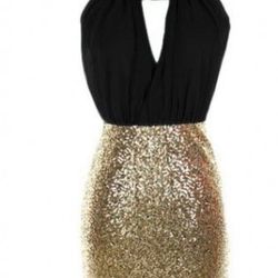 black & Gold Sequin Party/Prom Dress