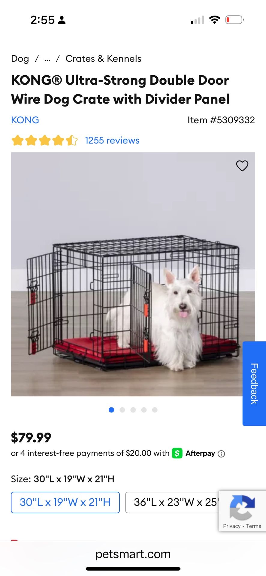 Kong Double Door Dog Crate With Divider $30