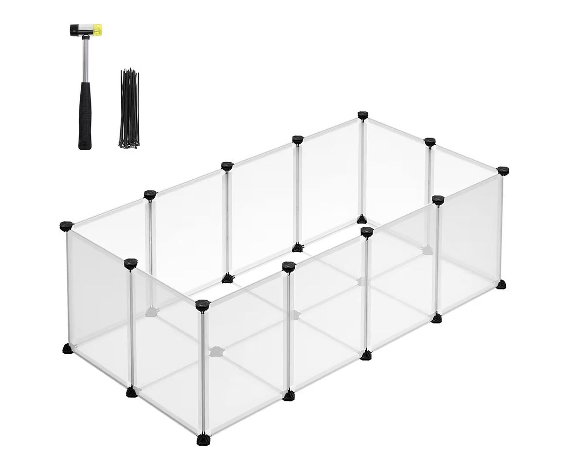 SONGMICS Pet Playpen with Floor Small Animal Pet Fence - White