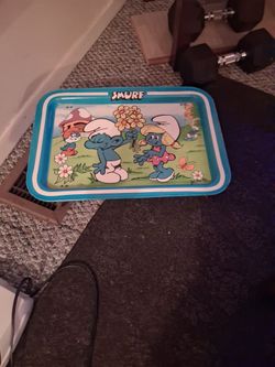 Vintage Smurf Metal Serving Tray