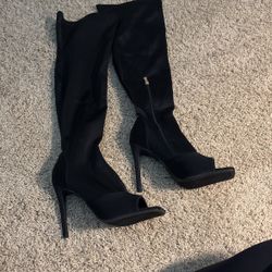 Black Satin Heels Size 8