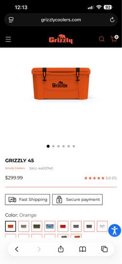 Grizzly 45 Hard Cooler – Orange