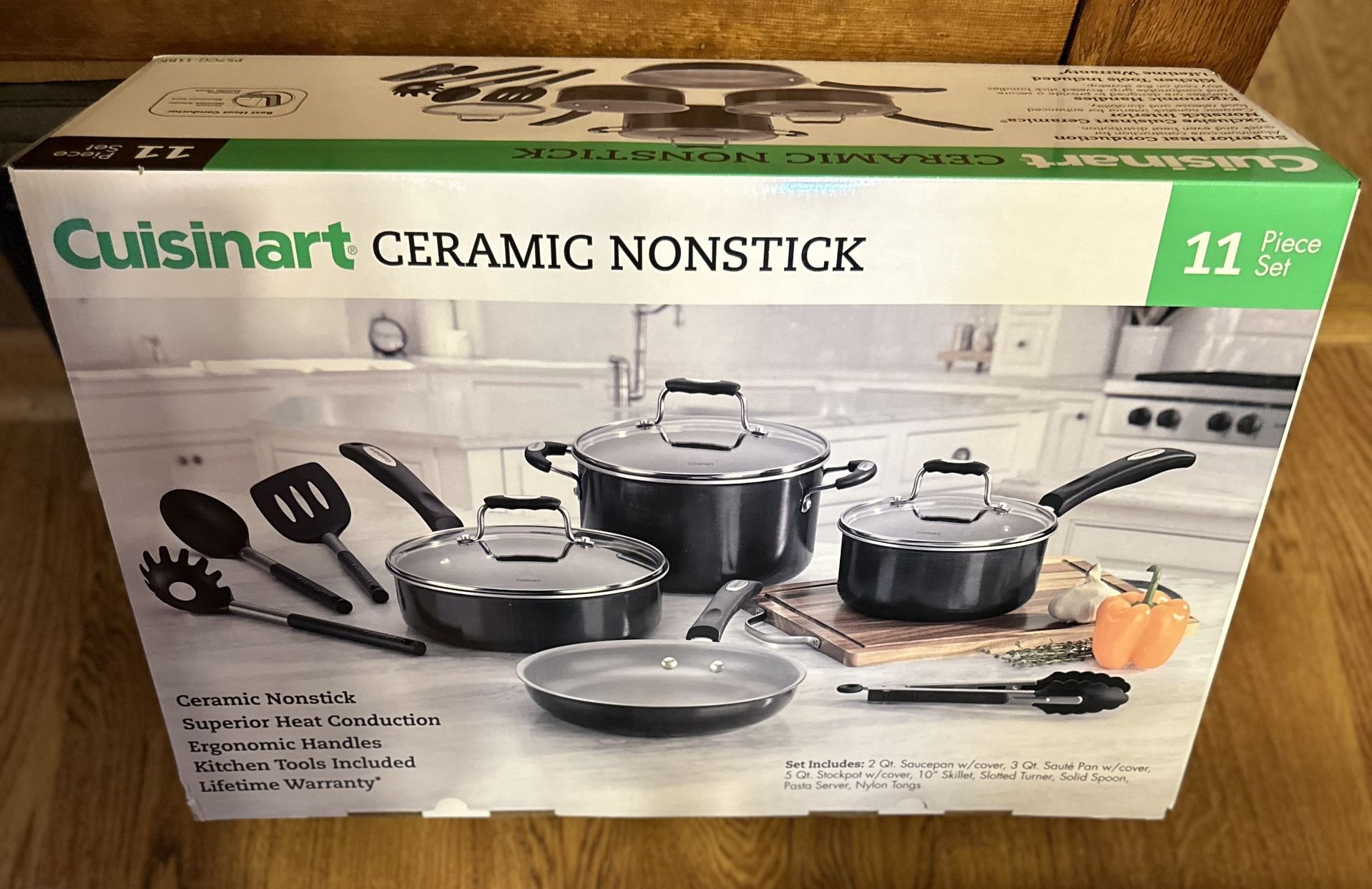 New Cuisinart Ceramic Nonstick Cookware Set 11 Pieces $70/obo