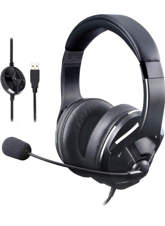 Amazon Basics USB Gaming Headset with Microphone for PC, Black