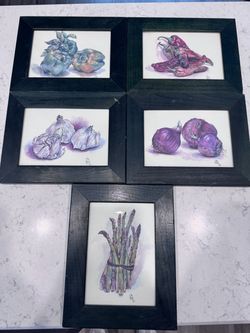Framed Vegetable Watercolor Prints by Julia Grainer