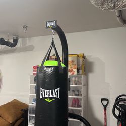 Everlast Dual Station Heavy Bag and Speed Bag Stand with 60 Pound NevaTear Heavy Punching Bag for Mixed Martial Arts and Boxing