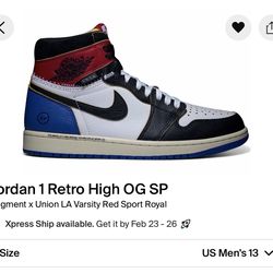 Jordan 1 Fragment Union NEW SIZE 13
