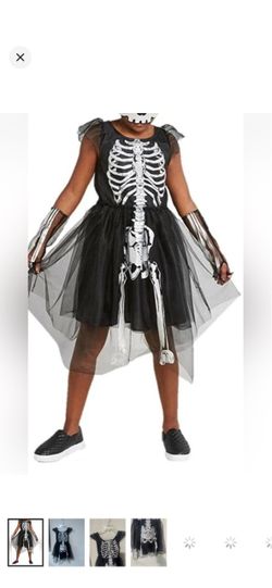 HYDE & EEK Black Skeleton Halloween costume Tulle Dress size kids small