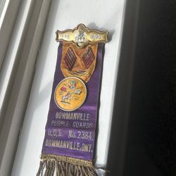 Extremely rare 1688 to1690 Royal City L.O.L. Orange Lodge ribbon/badge