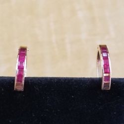 Earrings With Channel Set Rubys 