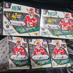 2025 Prizm Football Cards! 2 Mega Box! 3 Blaster Box! 5 Box Lot! New Factory Sealed!