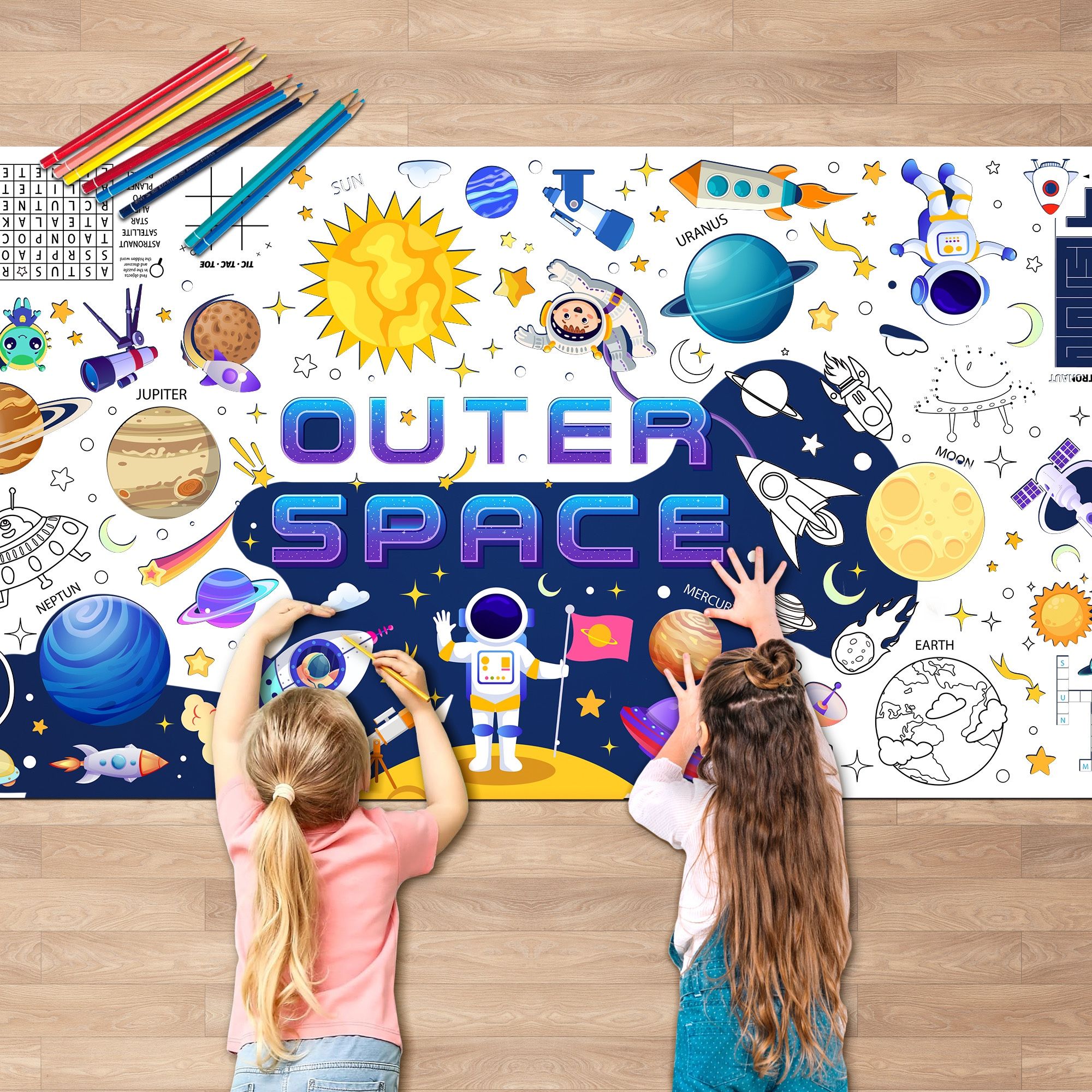 1pcs Outer Space Coloring Poster (New, Unopened)