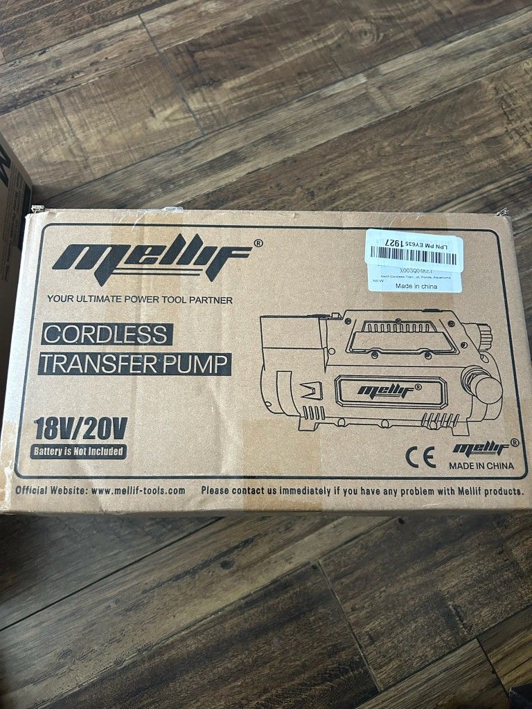 Mellif Cordless Transfer Pump Compatible with Makita 18V Battery (Tool Only), Portable Self-priming, Electric Utility Water Pump for Garden, Hot Tub,