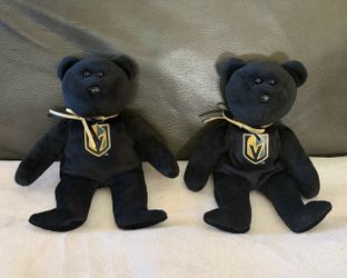 Ty Vegas Golden Knights Beanie Baby Bears Pair of 2 – 2018 NHL VGK - Color:Black - Includes:Sewn-In TY Tags-No Orig. Heart Hang Tag