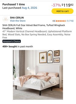 Full Size Bed frame + Full size Mattress + Mattress Topper