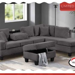 Sofa Chaise Sectional With Storage Ottoman Back On Sale!! 