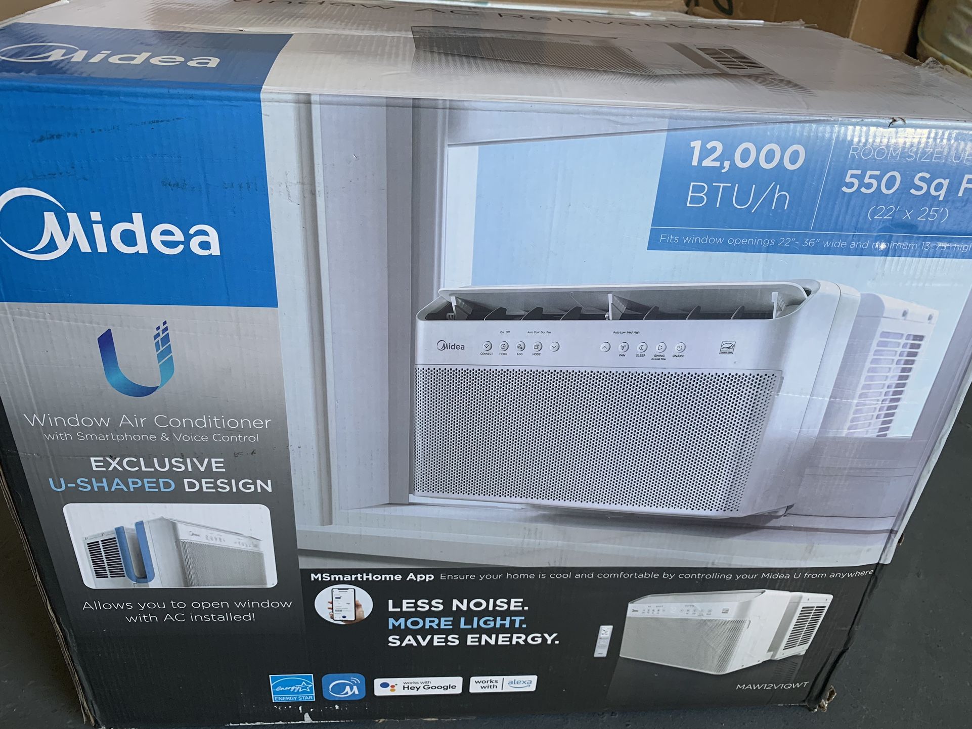 Midea 12,000 BTU U-Shaped Smart Inverter Window Air Conditioner–Cools up to 550 Sq. Ft., Ultra Quiet with Open Window Flexibility, Works with Alexa/Go