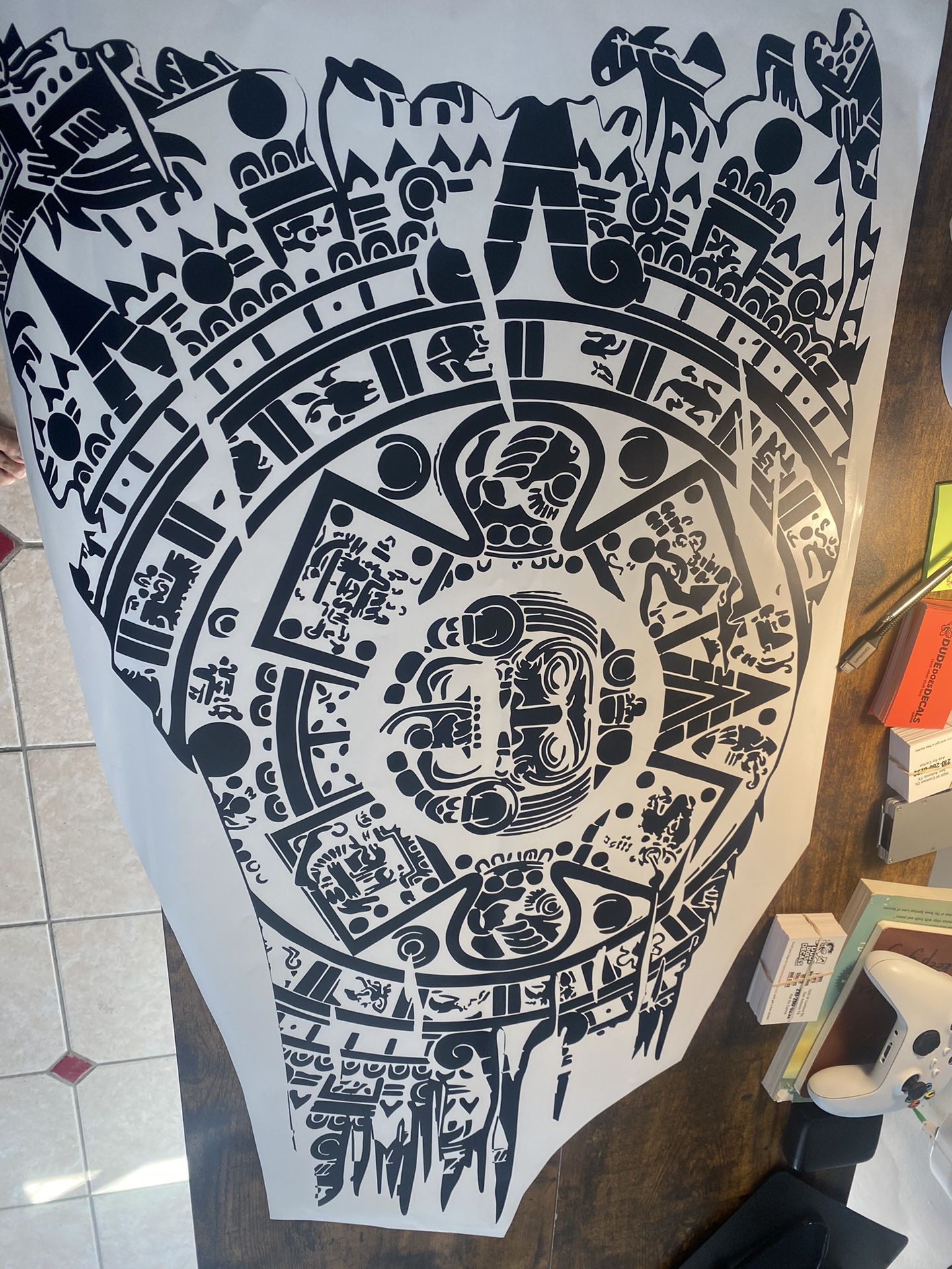 Aztec Calendar Decal Door