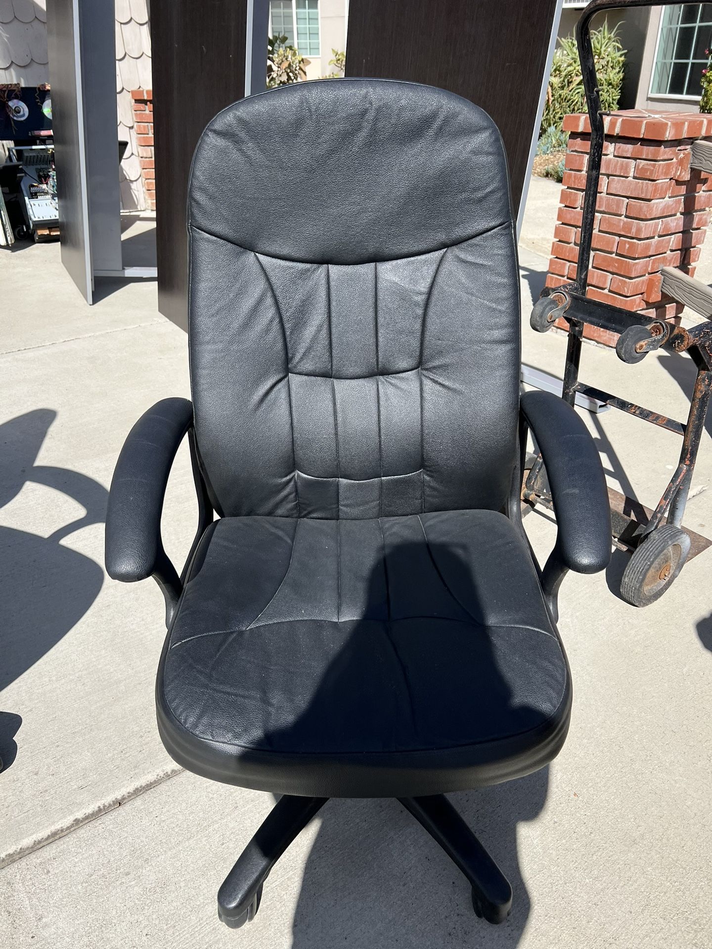 Large Black Faux Leather Cushiony Office Swivel Chair(s)