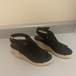 Black Wedge Sandals
