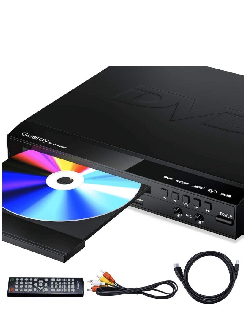 DVD Players for TV, Region Free DVD CD Players with HDMI and Remote, Full HD 1080p/AV Output/Support USB/Double MIC Port, Upgraded Third-Generation D