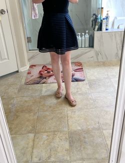 Express Size 4 Navy Blue Fit-and-Flare Skater Skirt