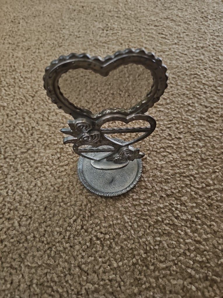 Vintage Heart Mirror Vanity Jewelry Tree