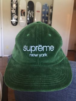 Supreme Classic Logo Corduroy 6 Panel Dad Hat Green