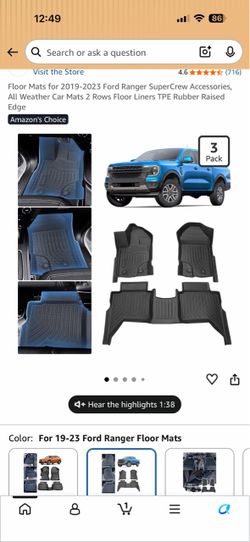 19-23 Ford Ranger Floor mats